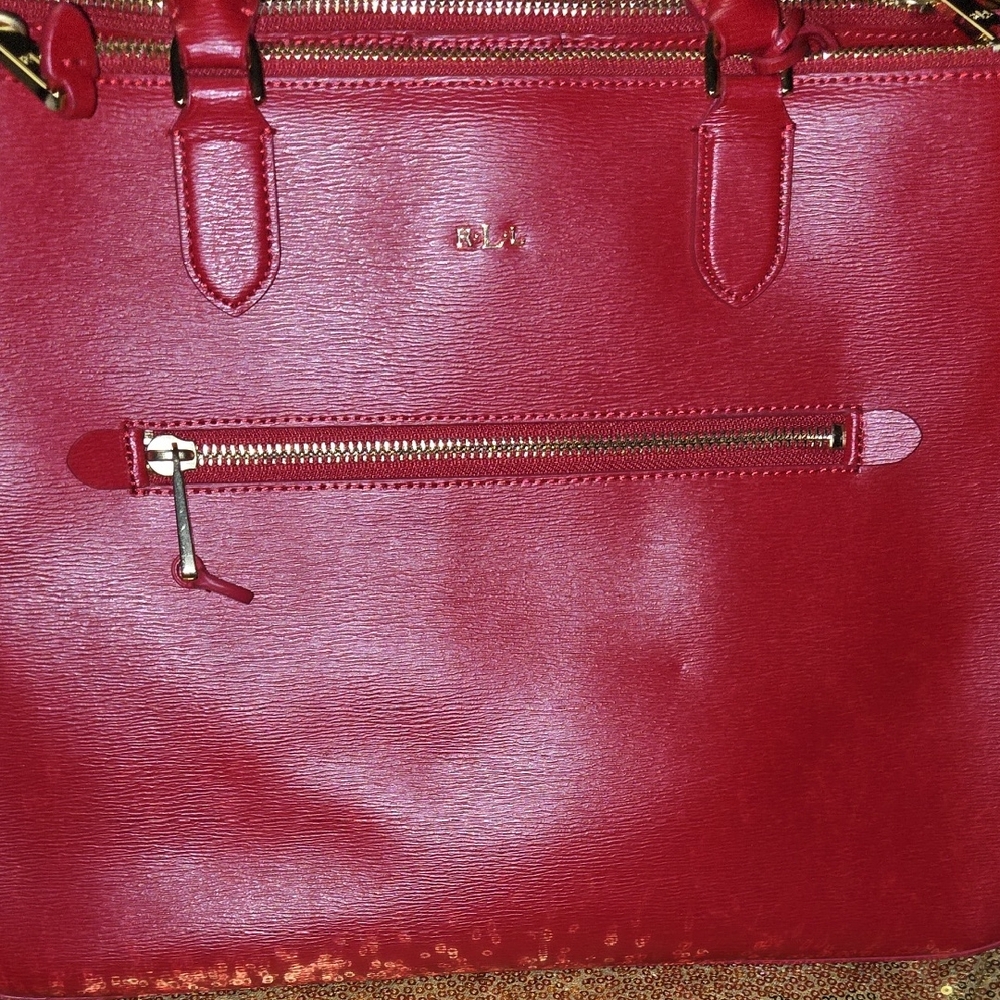 R.L.L Red Satchel Bag with Polished Leather Finish